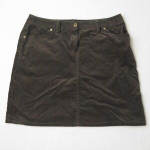Brooks Brothers Corduroy Skirt Women 10 Brown Mini Cotton Pocket